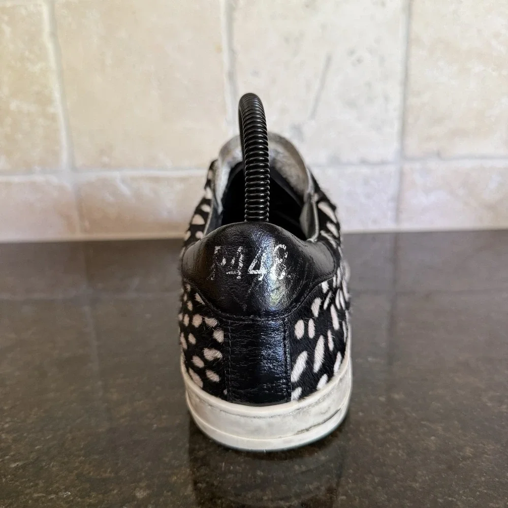 Revolve P448 John Calf Hair Spotted Cowiena Sneaker Black White EU 39 US 8.5 9